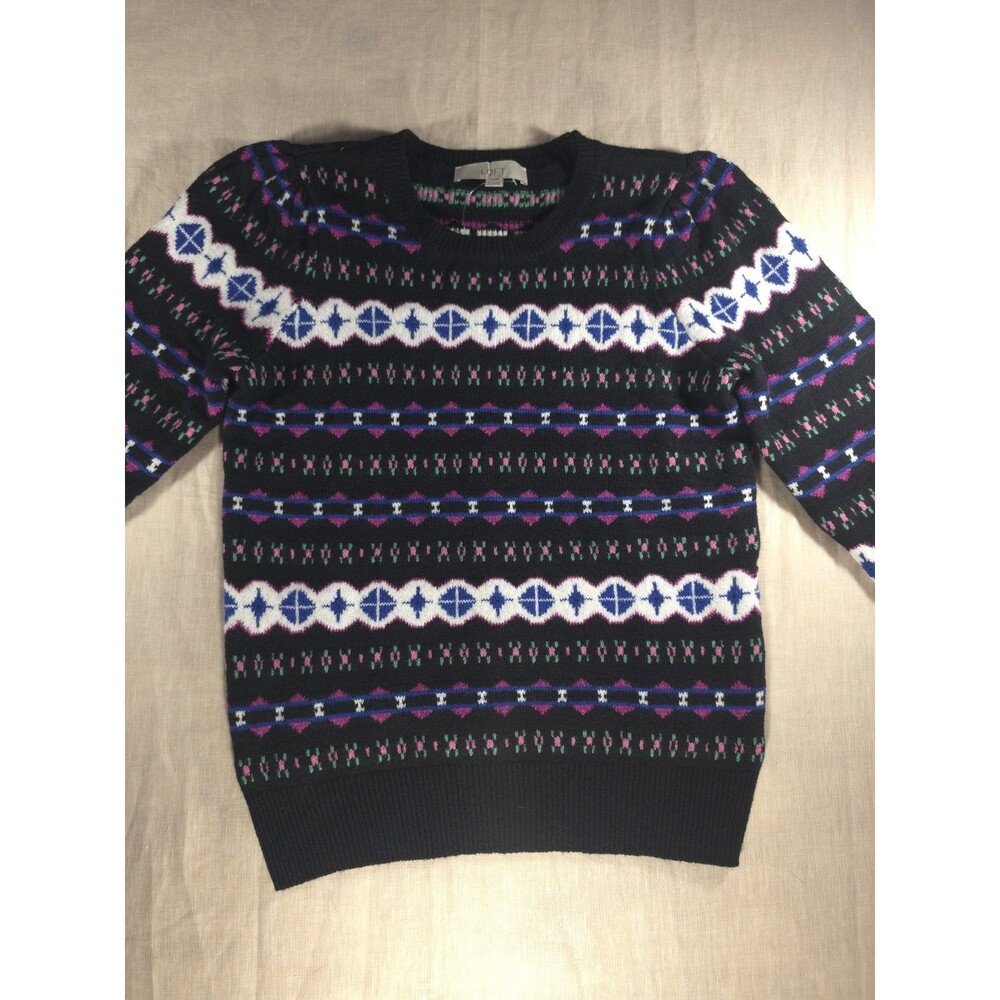 NWT Loft Fair Isle Puff Long Sleeve Sweater Size Small Cotton Blend - Picture 4 of 11